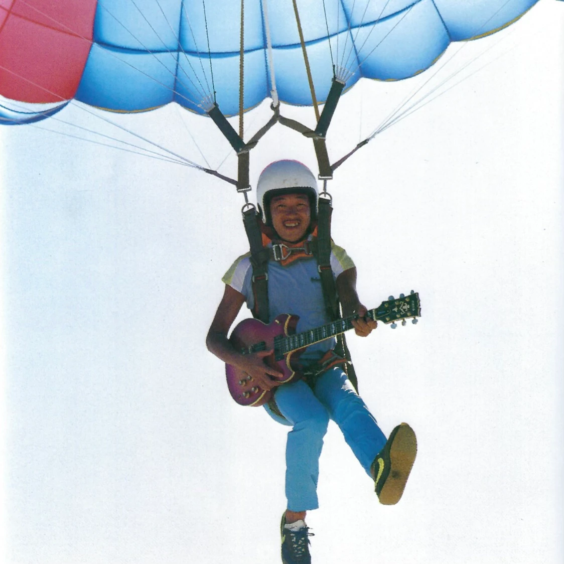 Masayoshi Takanaka parachuting with Yamaha SG1000